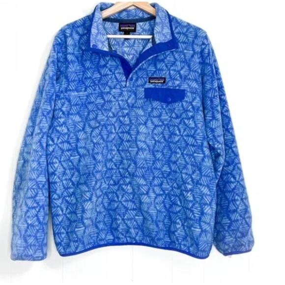 Patagonia Synchilla Snap-T Fleece Pullover Batik Hex Big Imperial Blue Medium - Picture 2 of 2